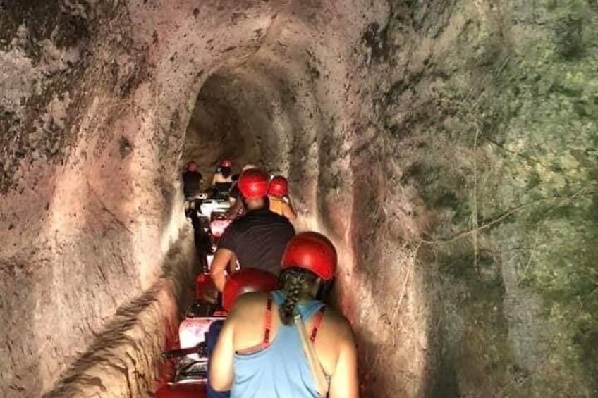 riding through tunnel