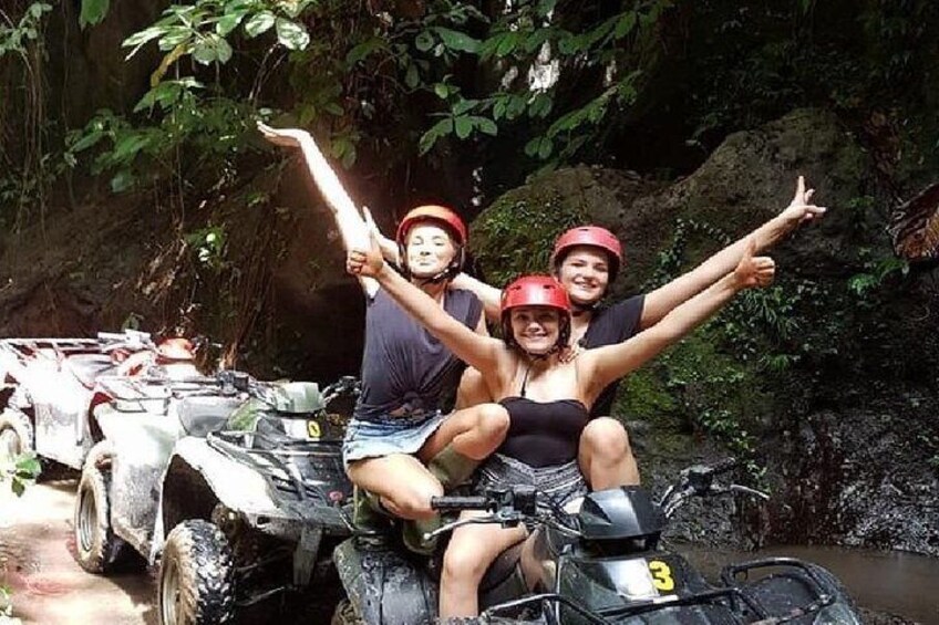 ATV Quad Bike Through Tunnel and Waterfall in Bali