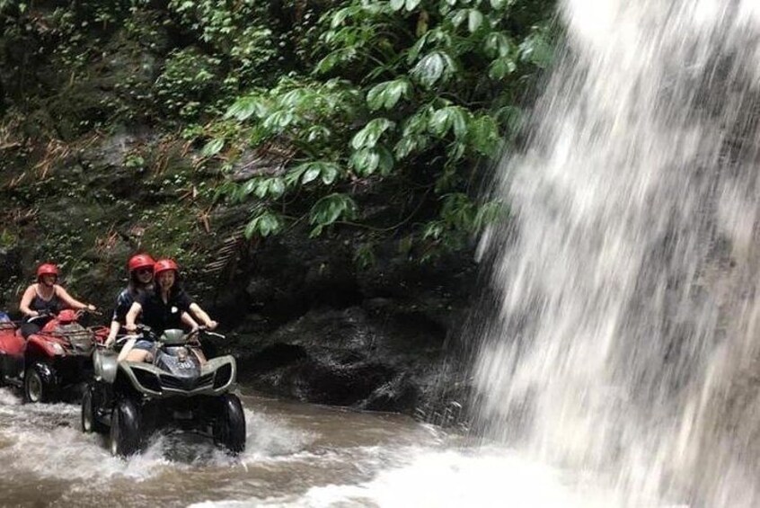 Riding through waterfall