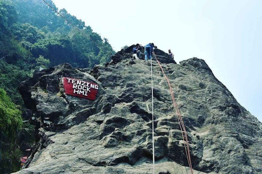 The training grounds for beginner rock climbers of the Himalayan mountaineering institute ,The Tenzing Rock.