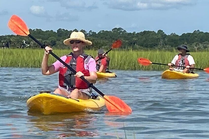Kayaking along with the tide near Crescent Beach