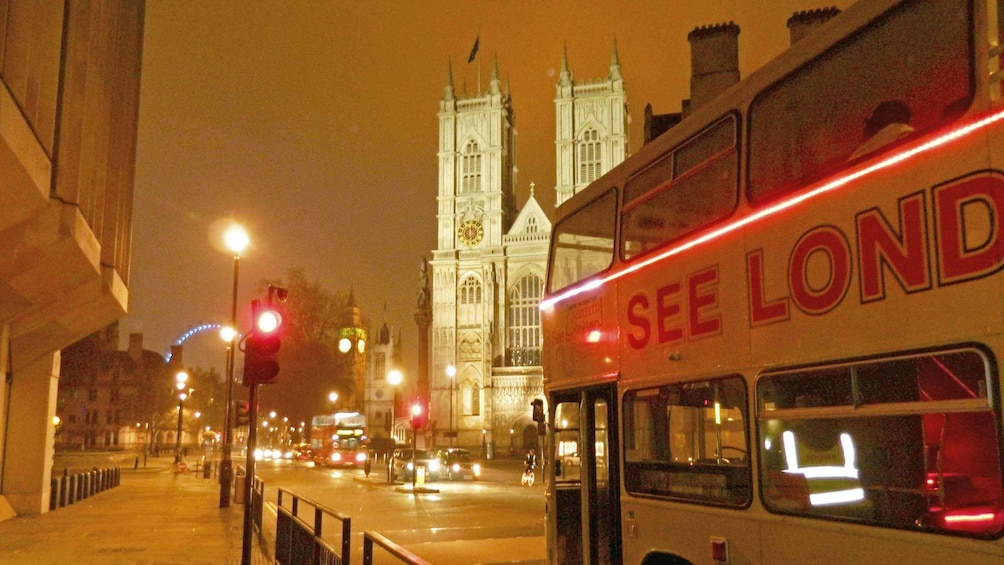 Tour bus at red light in London