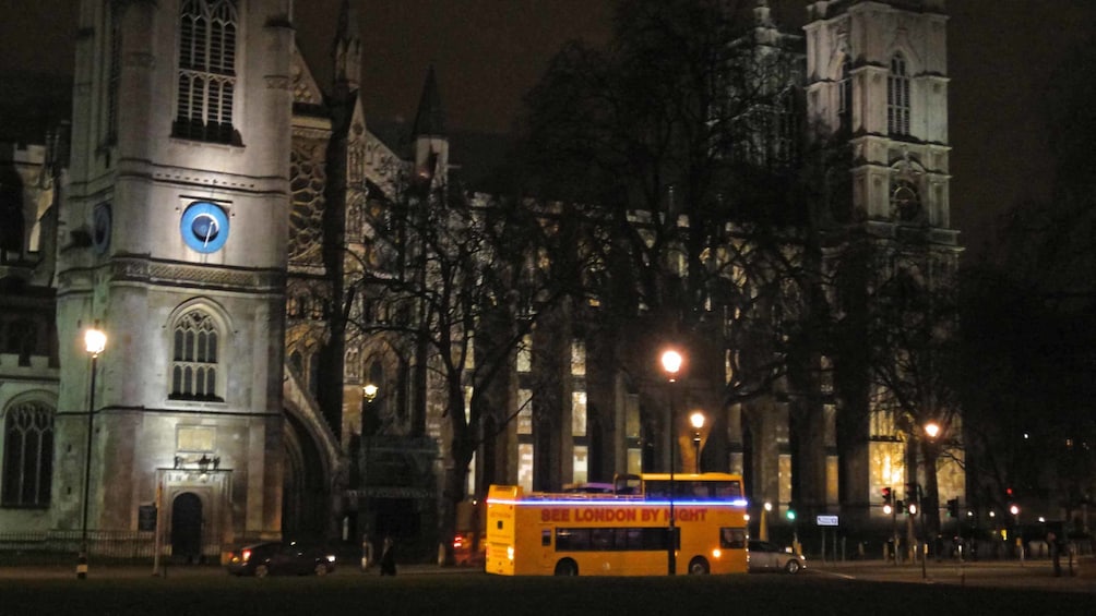 Yellow tour bus in London