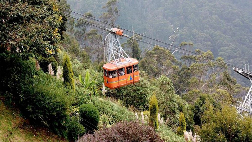 Aerial view of the cable car to Monserrate in Colombia 
