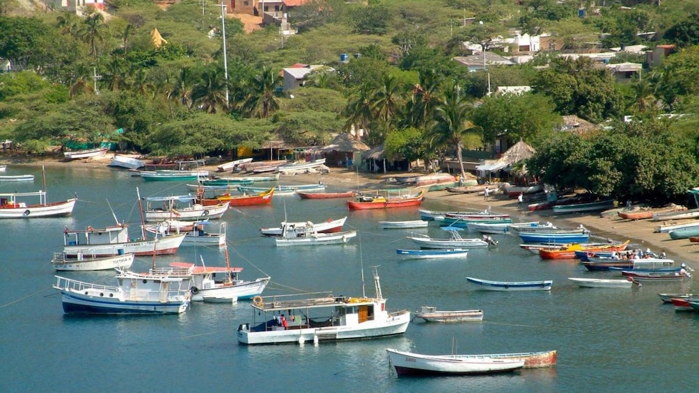 Boats anchored off the coast of Santa Marta