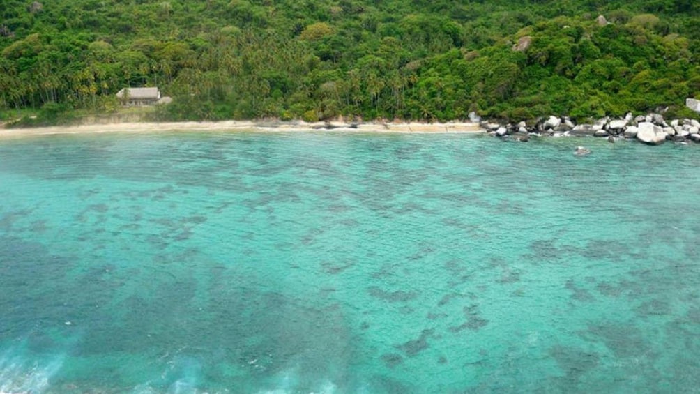 Aerial view of Tayrona Park's coastline