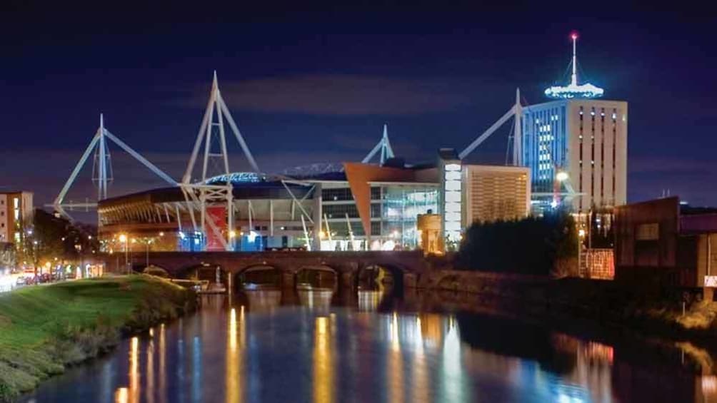 night scene in cardiff