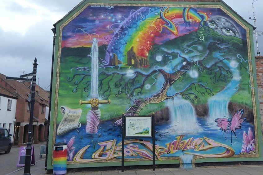 One of the town's colourful murals