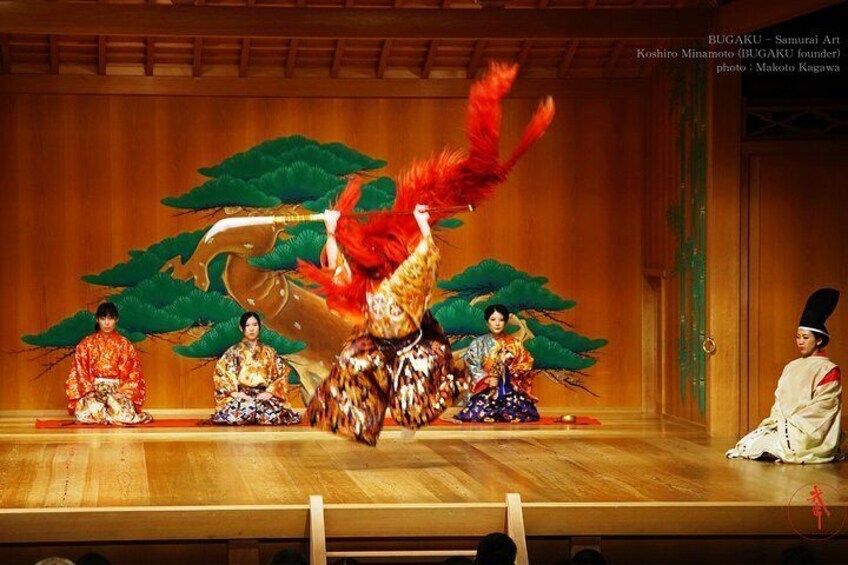 We perform BUGAKU on the traditional Noh-theatre stage in Japan