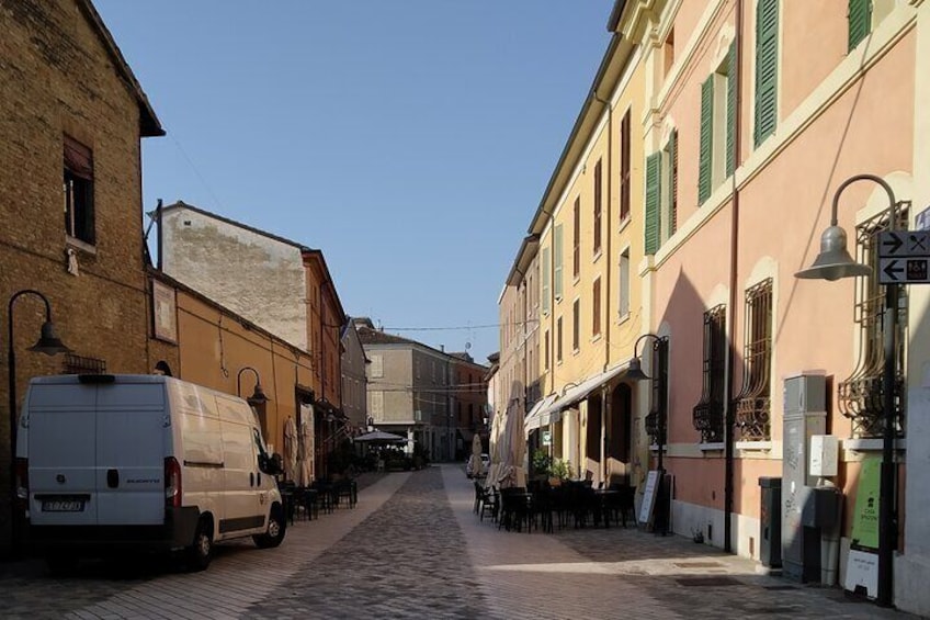Ravenna center radiated by the summer sun at dawn