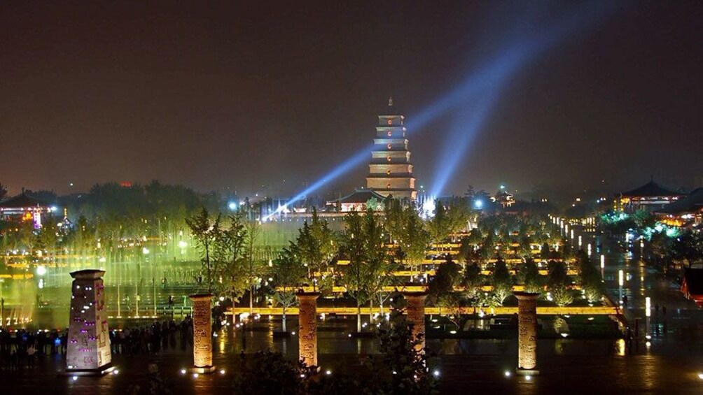 night time in the vicinity of the Wild Goose Pagoda in Xi'an
