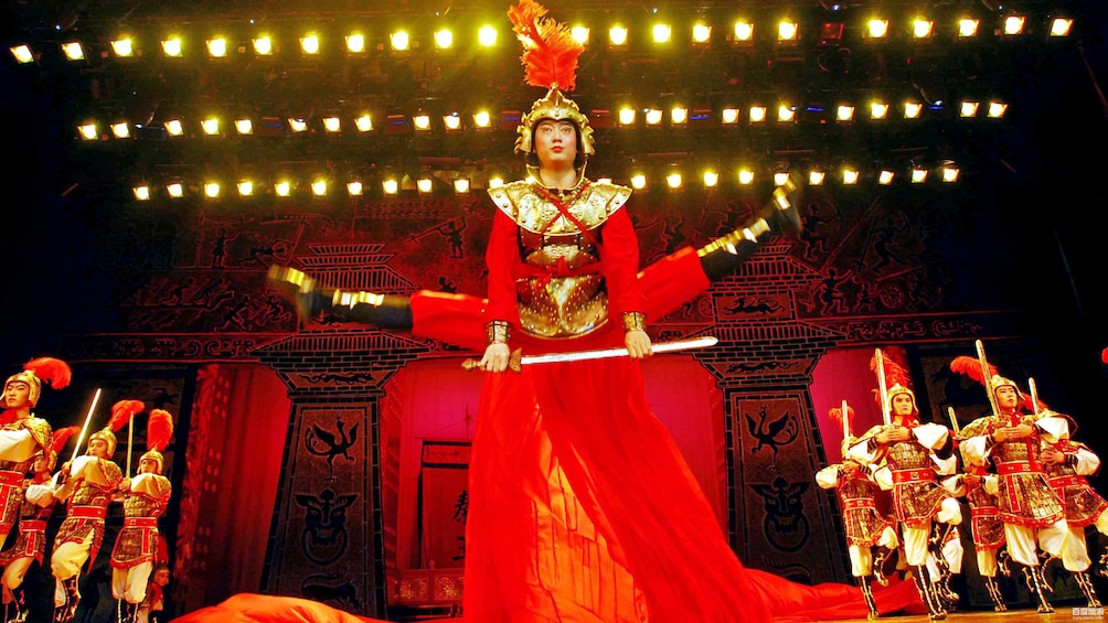 performers in warrior costumes in Xi'an