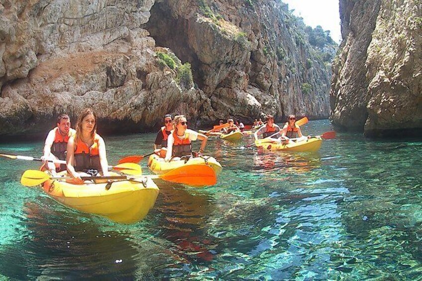Kayak Excursion Granadella + Snorkeling + Picnic + Photos + Visit Caves