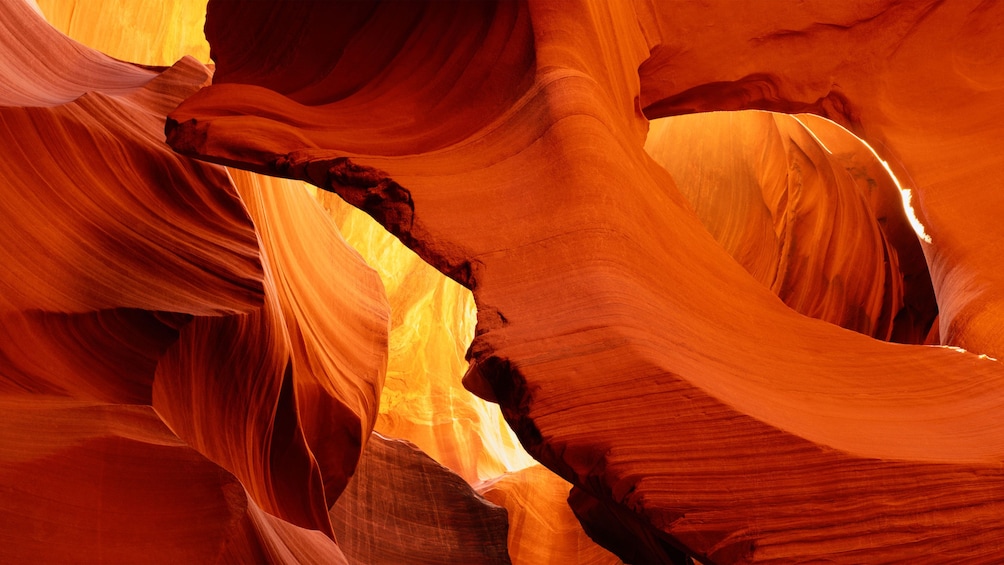 Rock formations and arches inside Antelope Canyon in Arizona