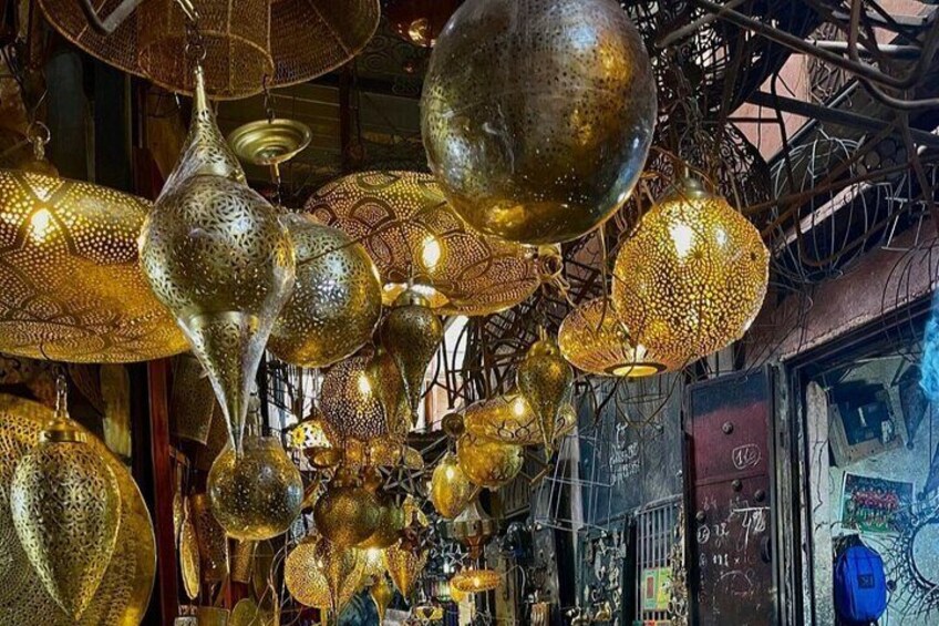 The market of hand made moroccan lanterns 