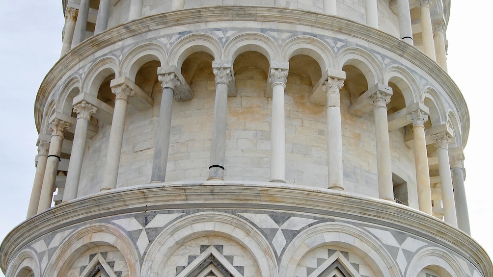 Close up view of the Tower of Pisa in Italy