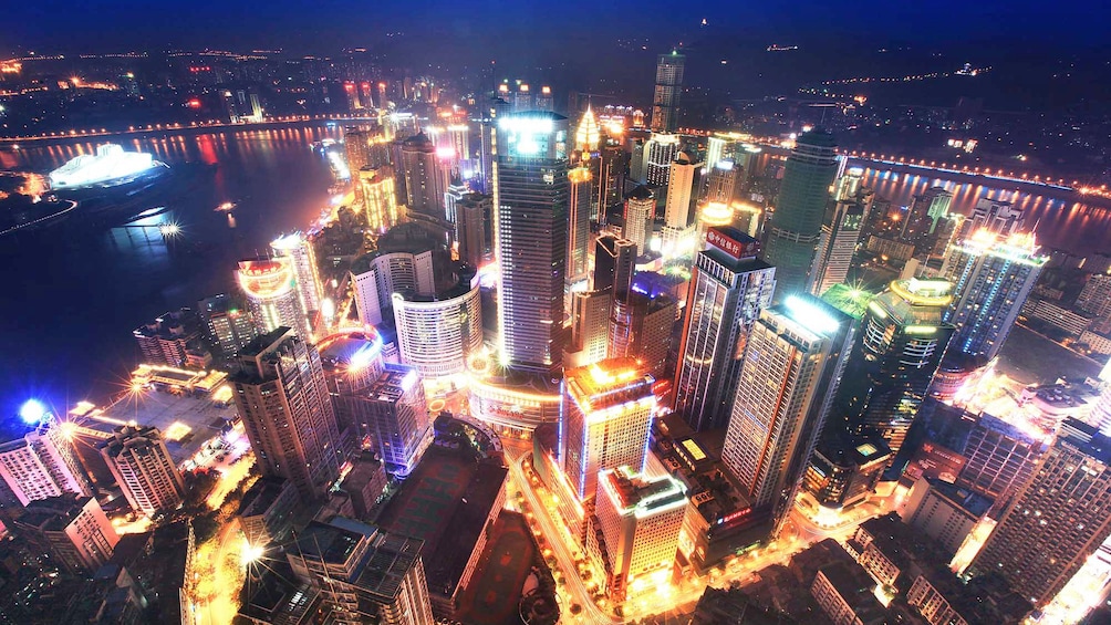 Aerial night view of Chongqing 