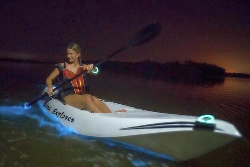 Bioluminescent Kayak Tour. Fin Expeditions is Cocoa Beaches Top Rated Kayak Tour