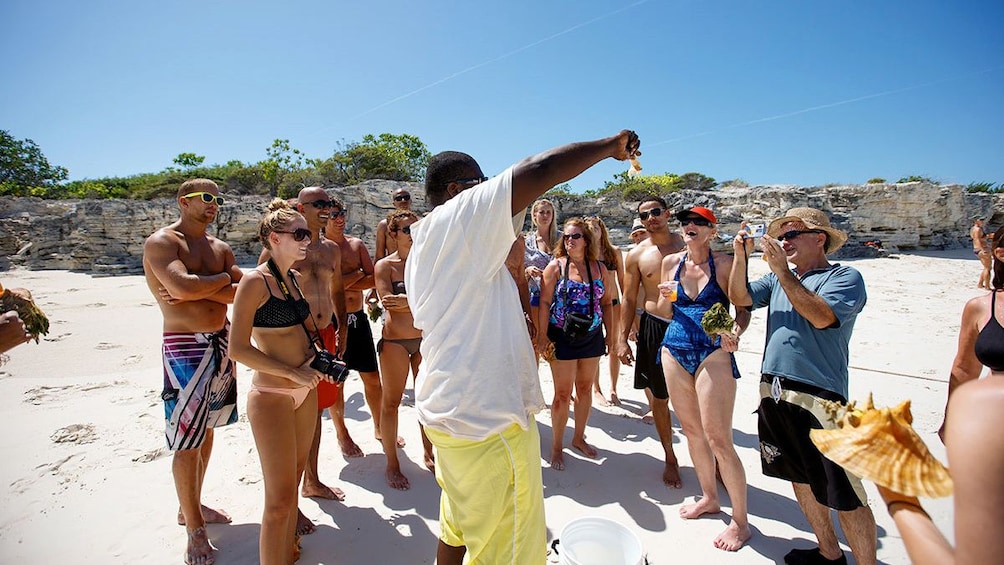 Tour group with tour guide in Turks and Caicos