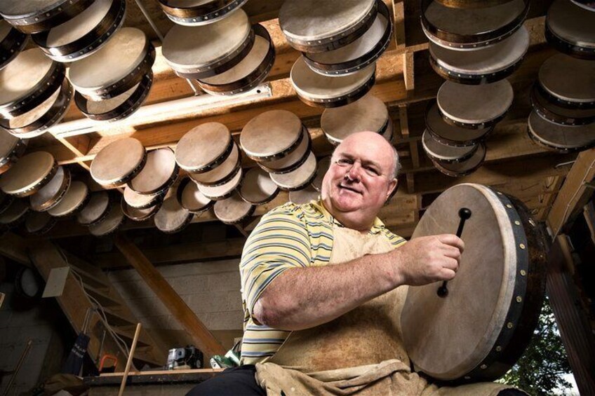 Irish traditional drum (Bodhran) making & music demo. Galway. Private