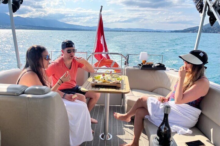 Cheese platter by Boat on Lake Thun, Interlaken 