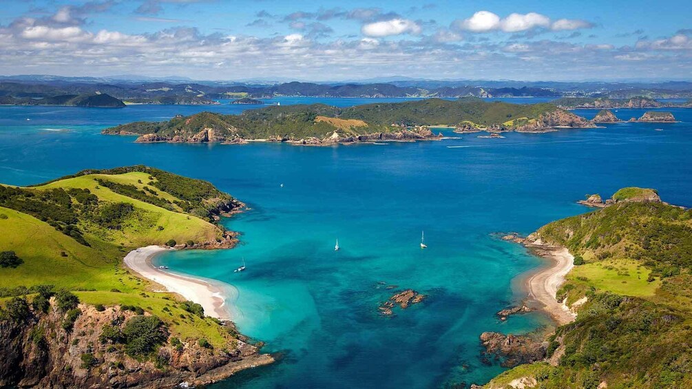 aerial view of bay in New Zealand