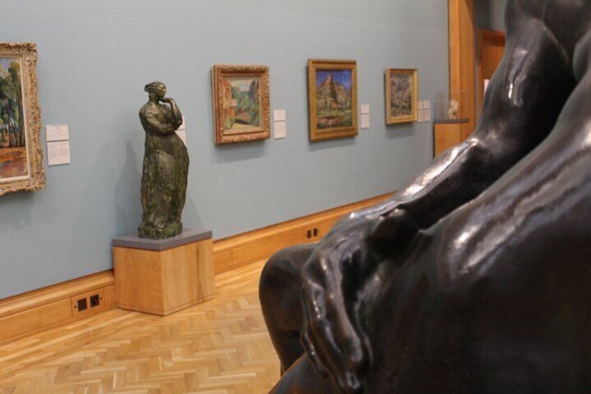 Some of the art inside the National Museum including the hands of Rodin's "The Kiss"