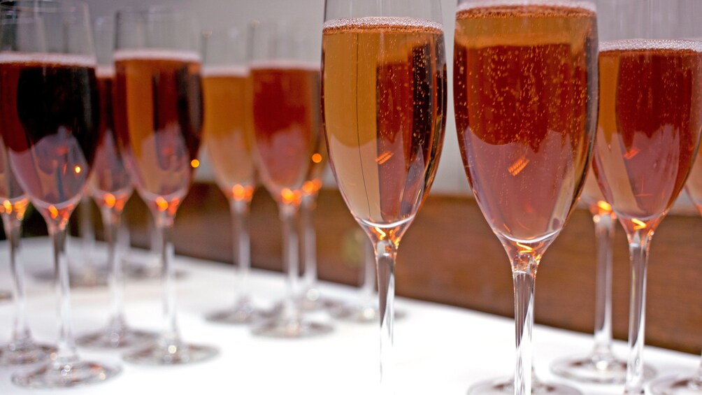 Glasses of champagne on the Fireworks cruise
