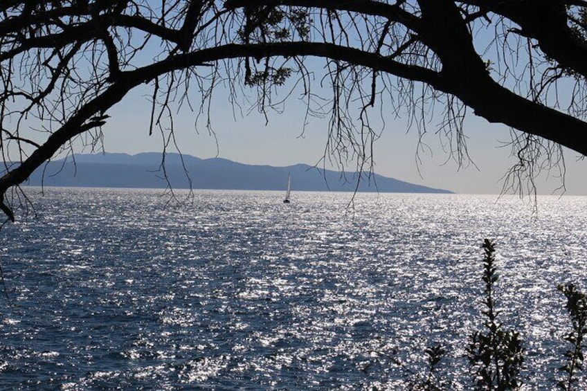 Adriatic sea and winter view towards island Cres