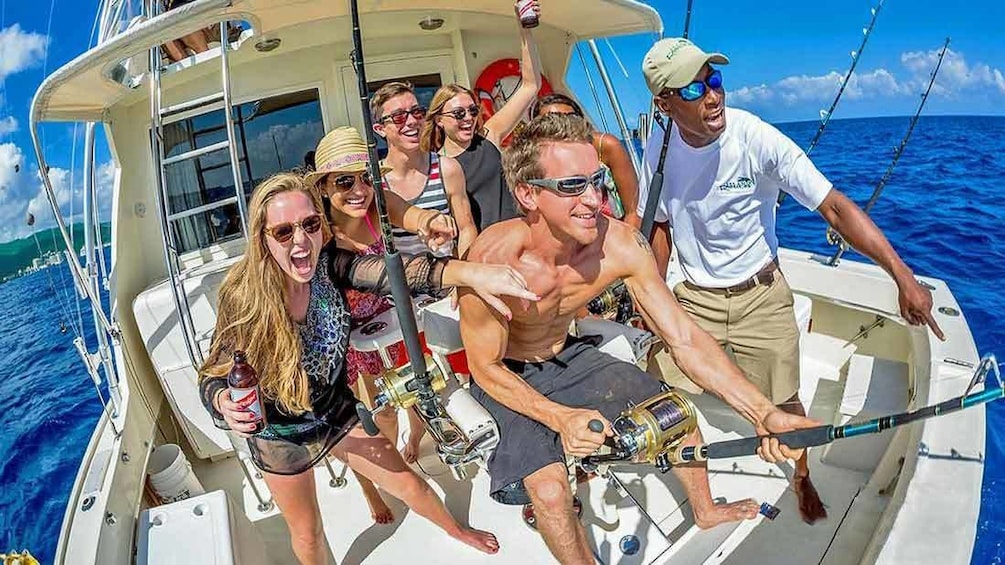 Group on fishing boat in jamaica