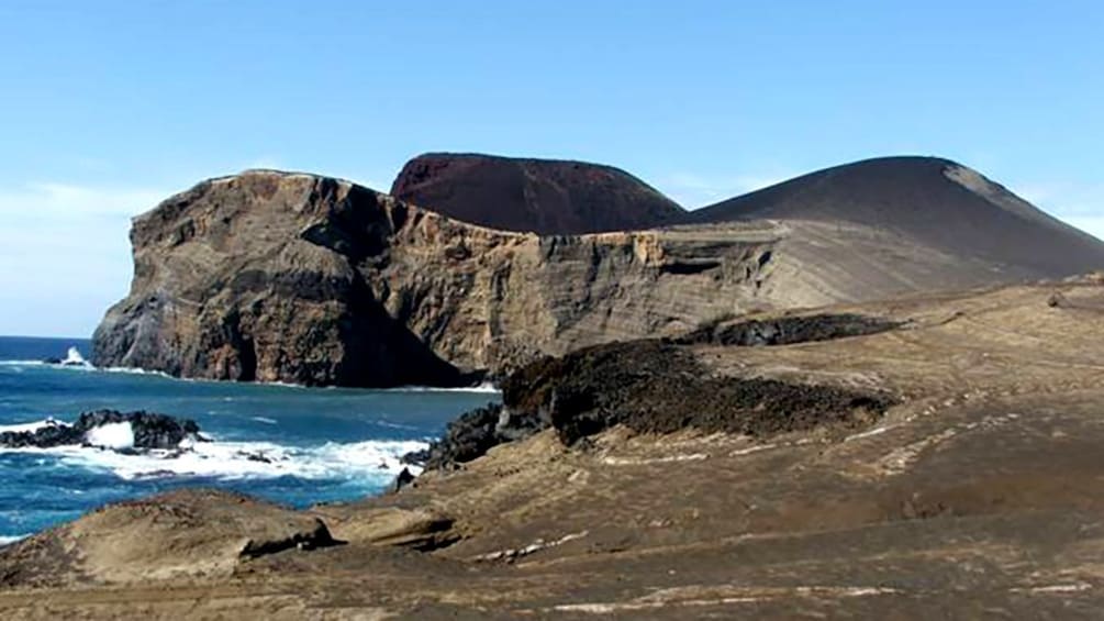 Rugged brown coastline of Faial, Portugal