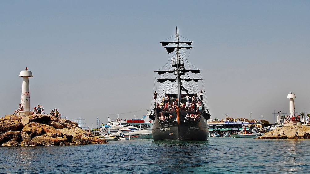 ship leaving harbor in cyprus