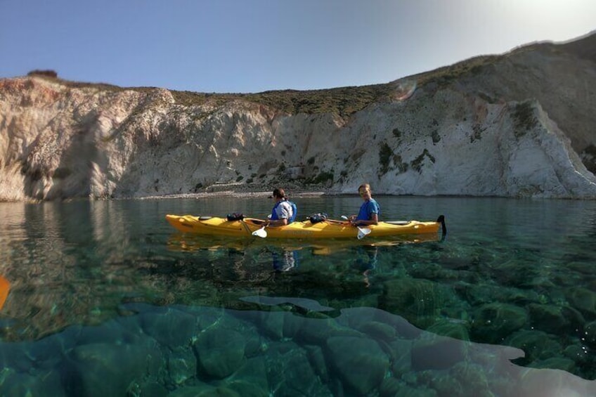 Small-Group Santorini Sea Caves Kayak Trip with Snorkeling & Picnic 