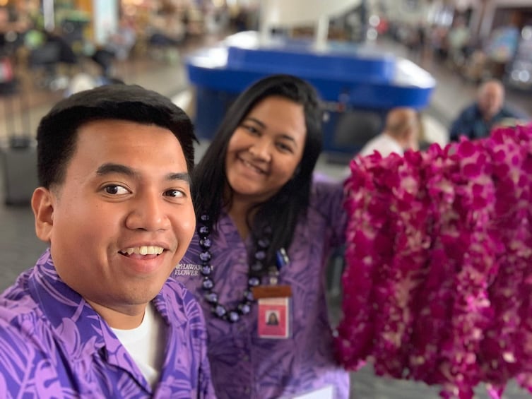 Authentic Lei Greeting at Kona Airport