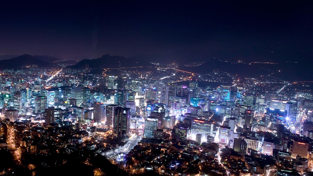 Show item 3 of 5. Night view of the city from the Seoul N Tower