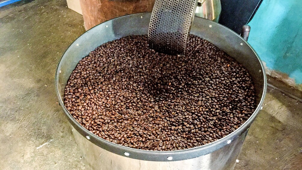 A barrel of Coffee beans