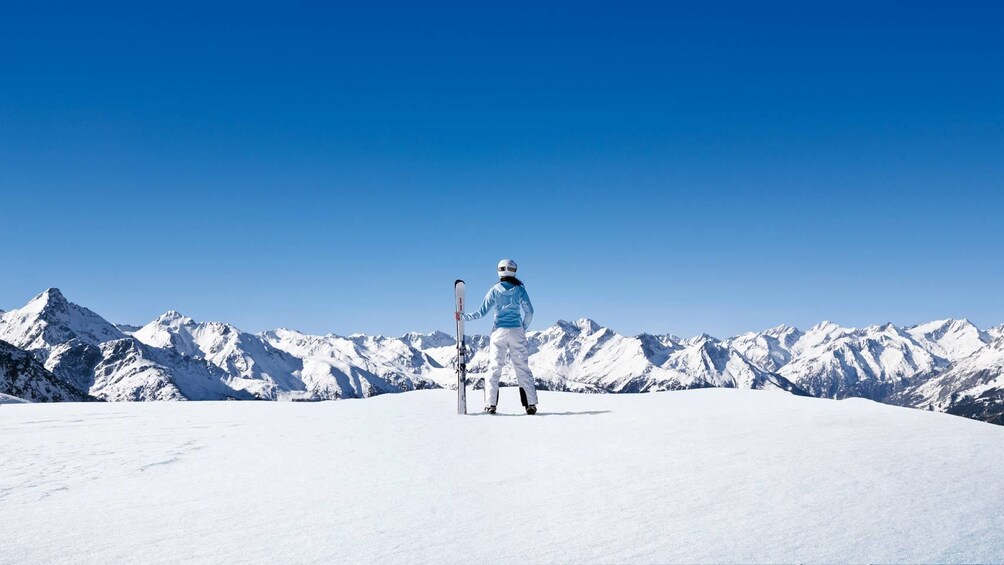 Skier standing on the snow in Munich 