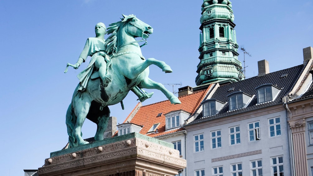 Statue of knight on horse in Copenhagen