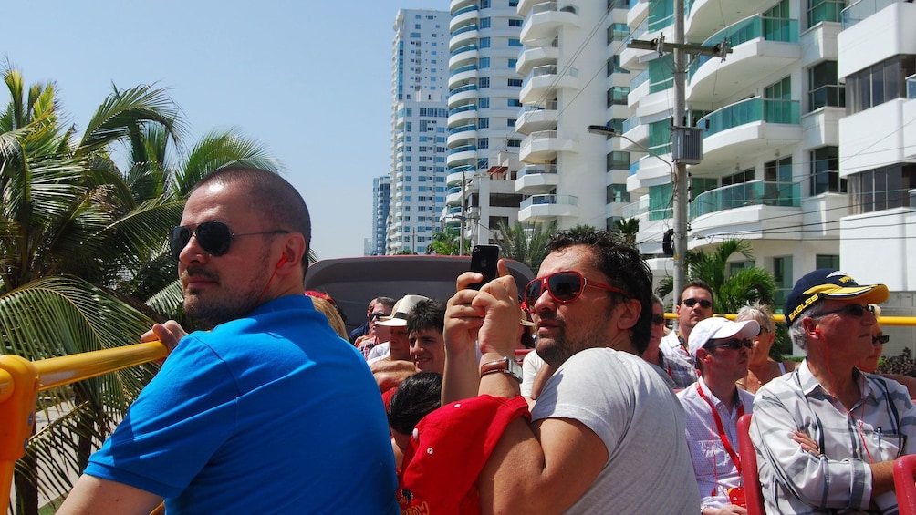 Bus passengers exploring the city in Cartagena