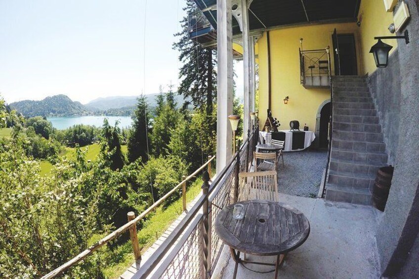 Terrace in front of the wine cellar