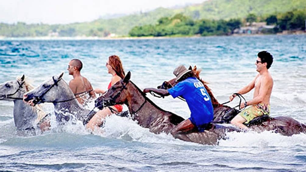 Day view of the group on the Horseback Ride and Swim tour in South Coast, Jamaica