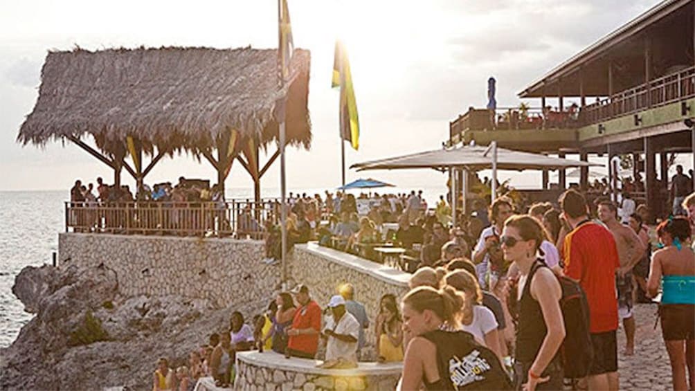 Close view of the guests at Rick's Cafe in South Coast, Jamaica 