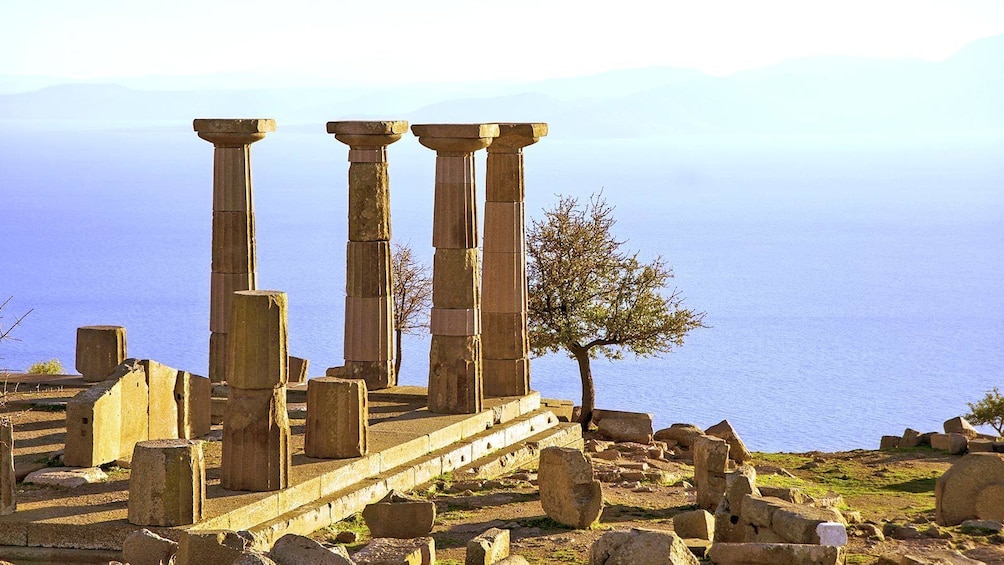 Greek ruins overlooking the Aegean Sea
