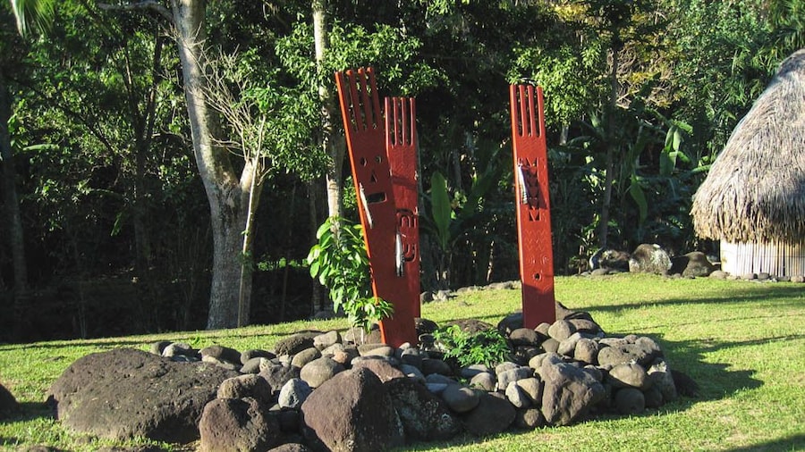 View of local art sculptures.