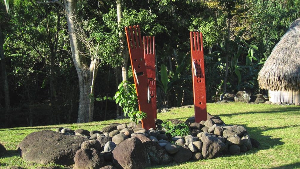 View of local art sculptures.