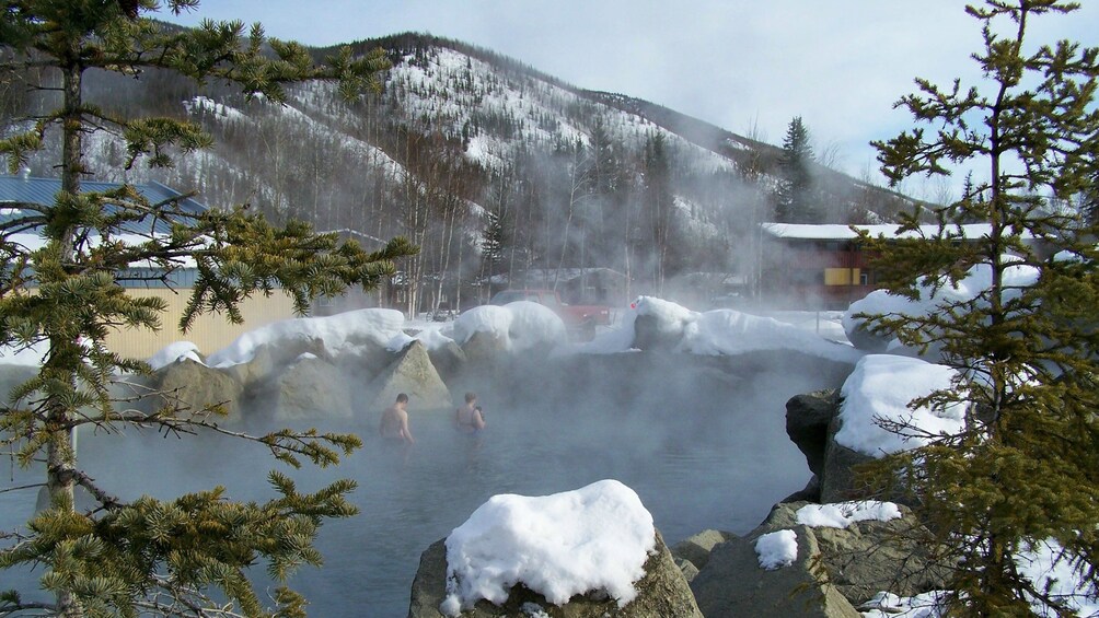 Pair of bathers in Chena Hot Springs in Fairbanks