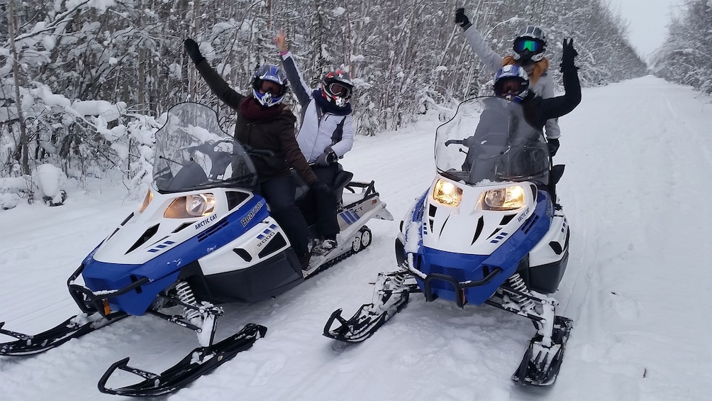 People out snowmobiling in Fairbanks