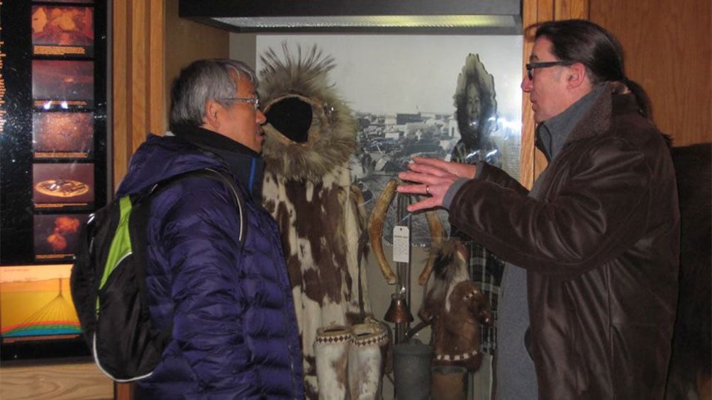 Tourists at a museum in Fairbanks