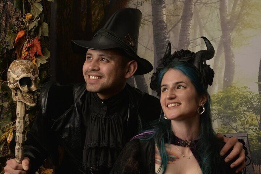 Witch Costume Photo Shoot - Olde Salem Village theatrical set