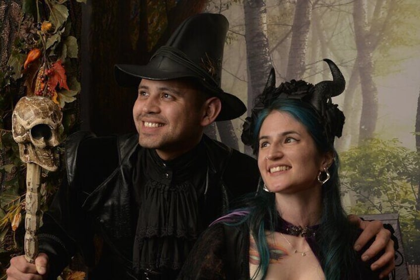 Witch Costume Photo Shoot - Olde Salem Village theatrical set